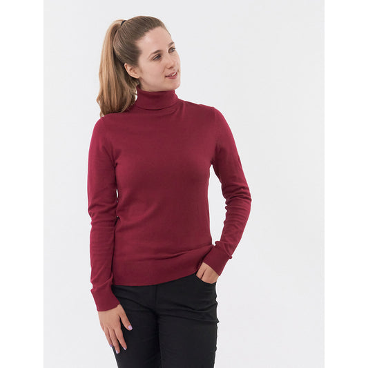 Pure Golf Ladies Classic Roll Neck in Garnet Berry - Last One XL Only Left