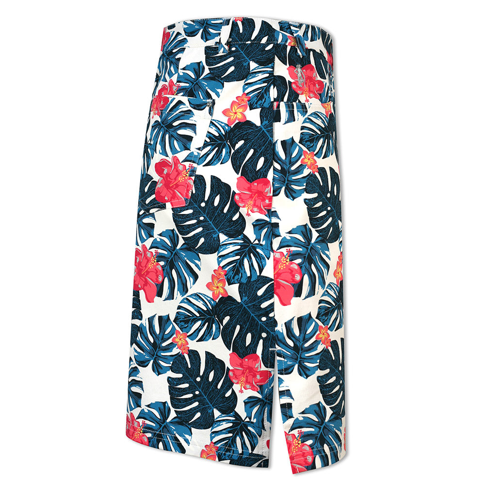 Glenmuir Ladies 4-Way Stretch Skort in Cobalt Tropical Print - Last One Size 8 Only Left