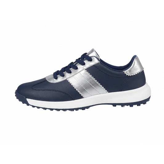 Swing Out Sister Golf Shoe with Soft Spikes in Navy & Silver
