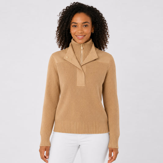 Swing Out Sister Knitted Lined Sweater with Double Layered Neck Line