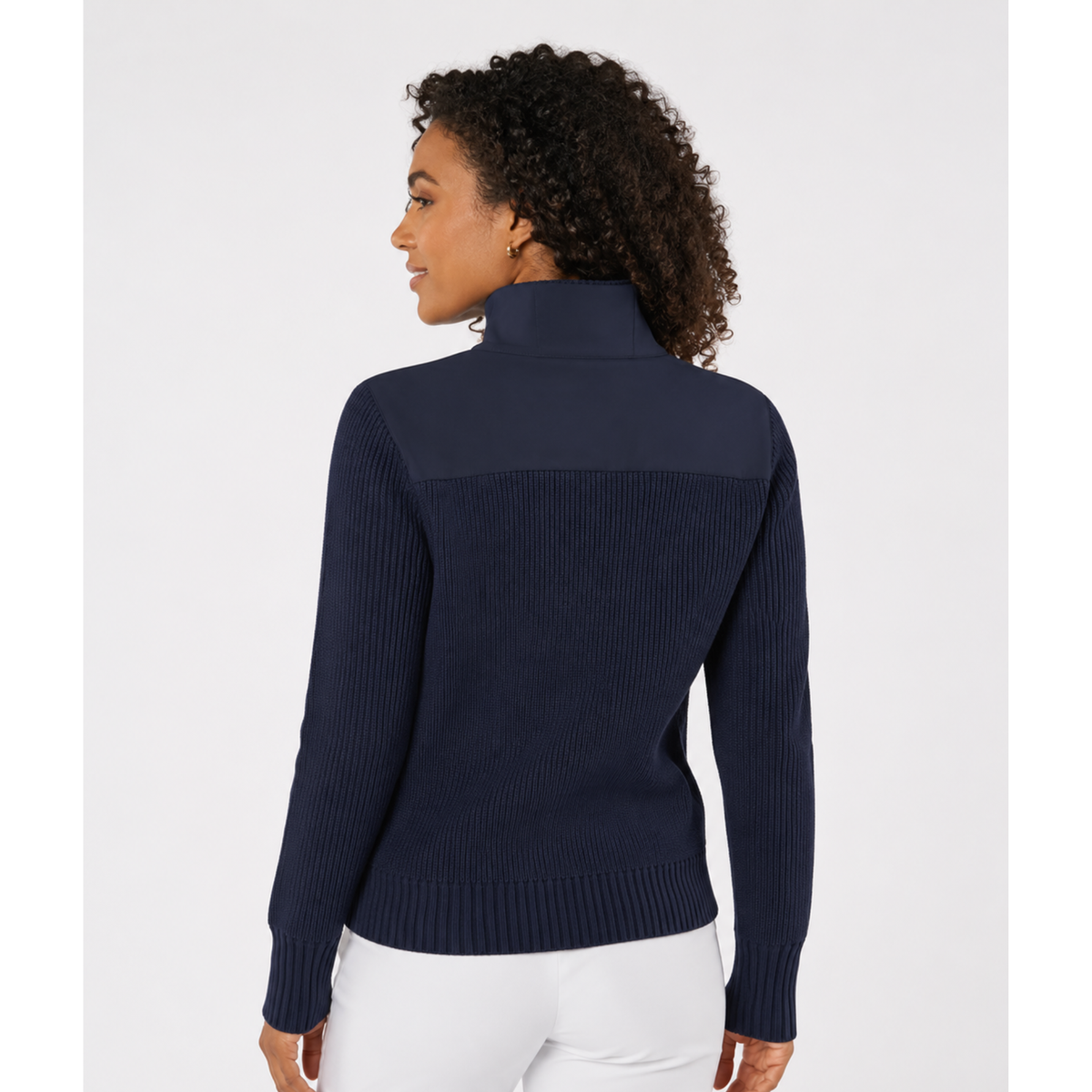 Swing Out Sister Knitted Lined Sweater with Double Layered Neck Line