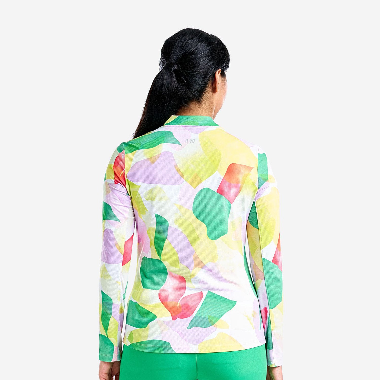 Nivo Ladies Long Sleeve Golf Polo in Abstract Print