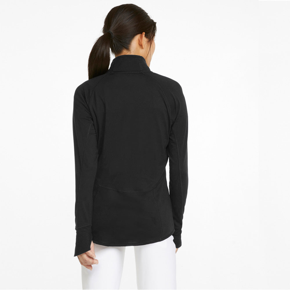 Puma Ladies Mid-Layer Zip Neck Top in Puma Black