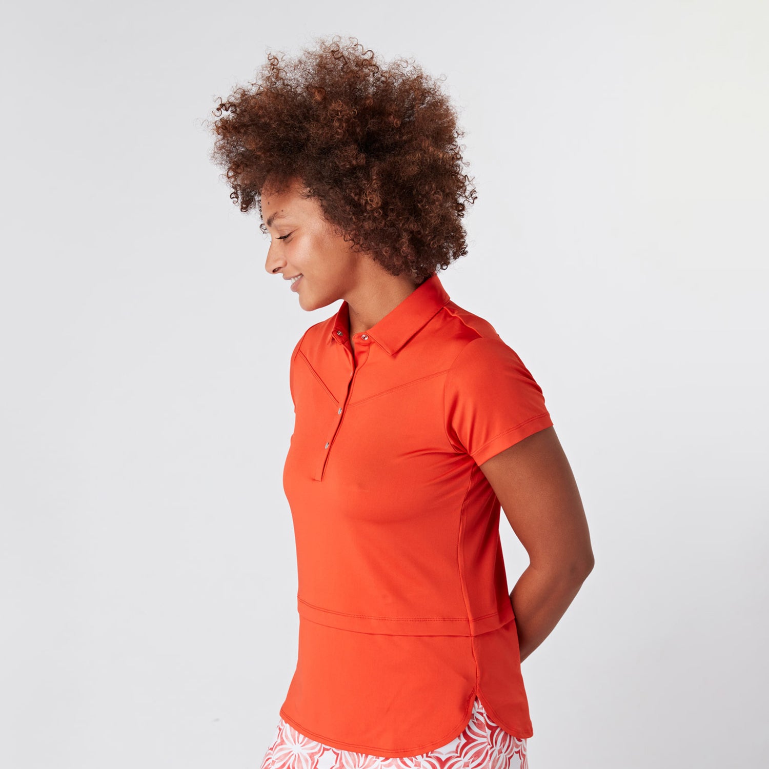 Swing Out Sister Ladies Cap Sleeve Golf Polo in Luscious Red