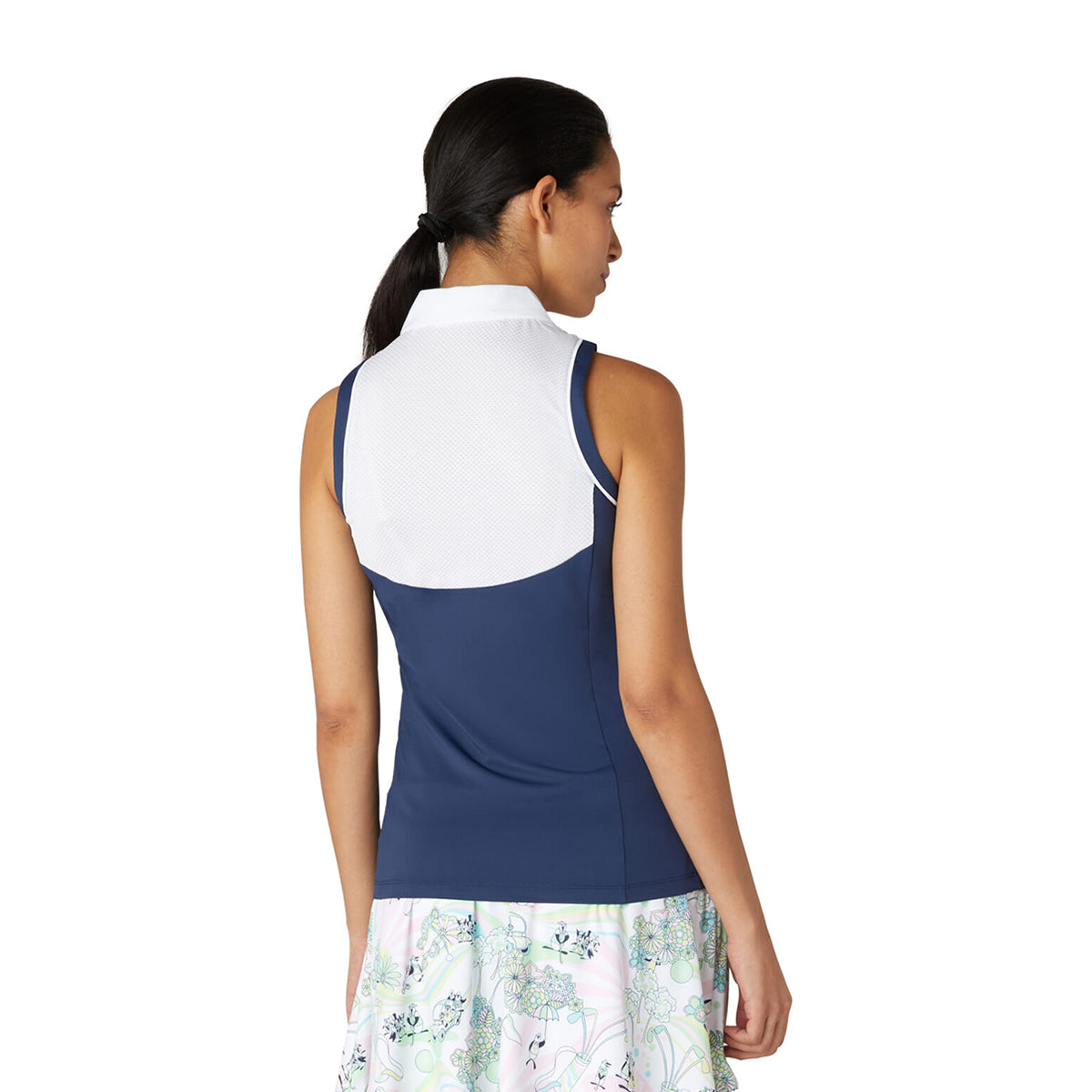 Original Penguin Women's Navy Sleeveless Polo with Mesh Panel Back