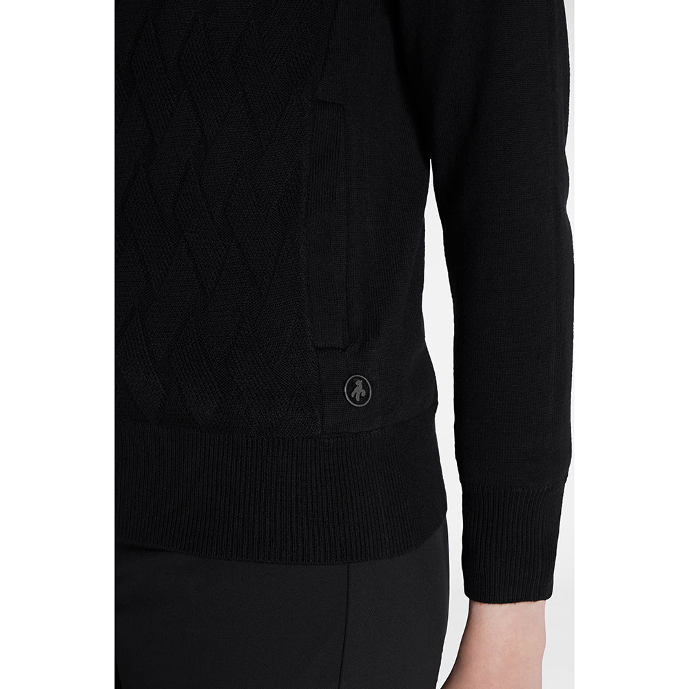 Green Lamb Ladies Lined Cardigan with Textured Front in Black