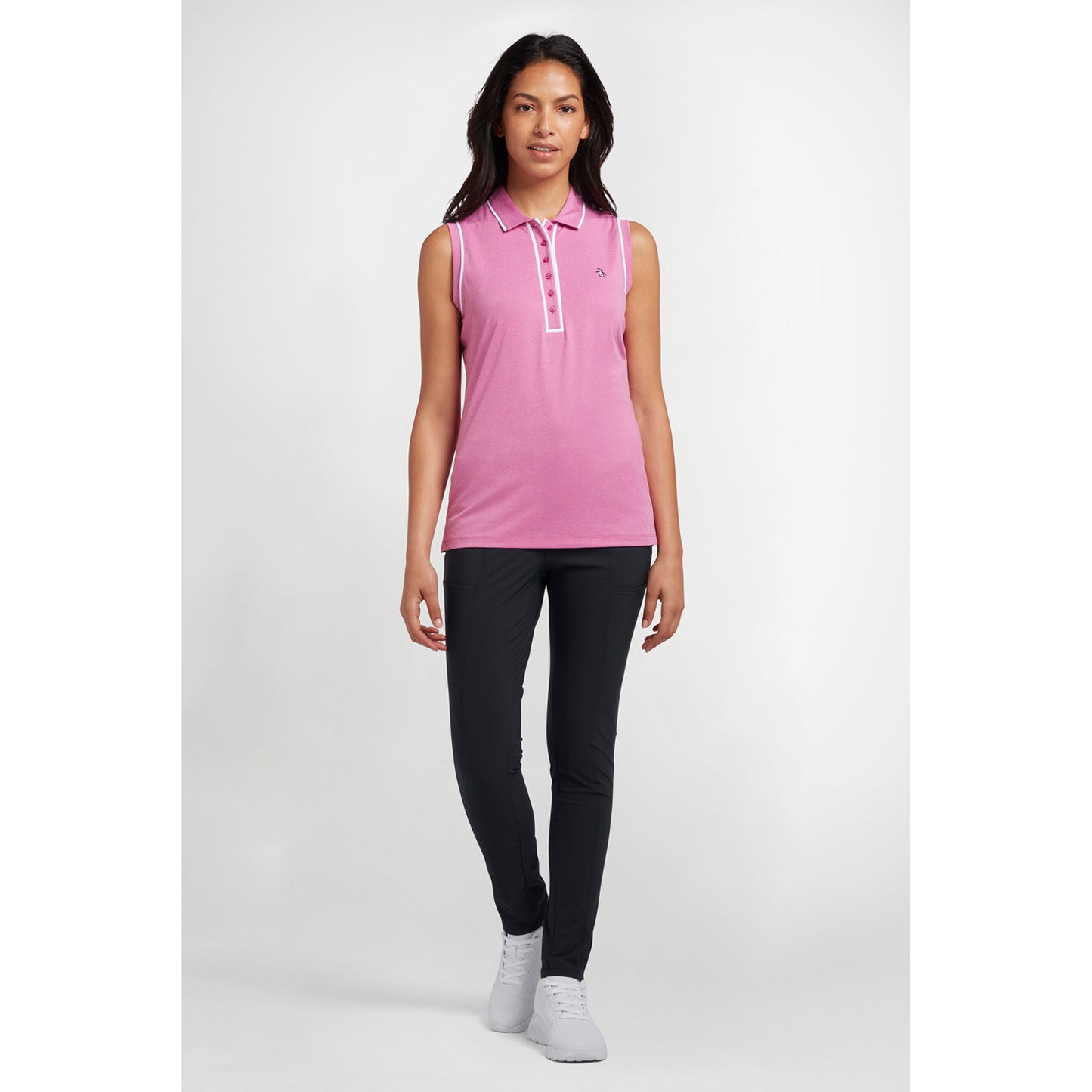 Original Penguin Ladies Piped Sleeveless Polo in Fuchsia Red