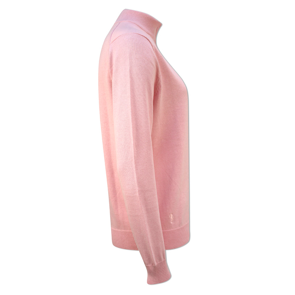 Glenmuir Ladies 100% Cotton Half-Zip Sweater in Candy Pink
