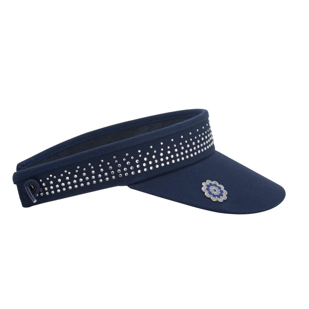 Surprizeshop Crystal Embellished Golf Visor with Adjustable Fit in Navy