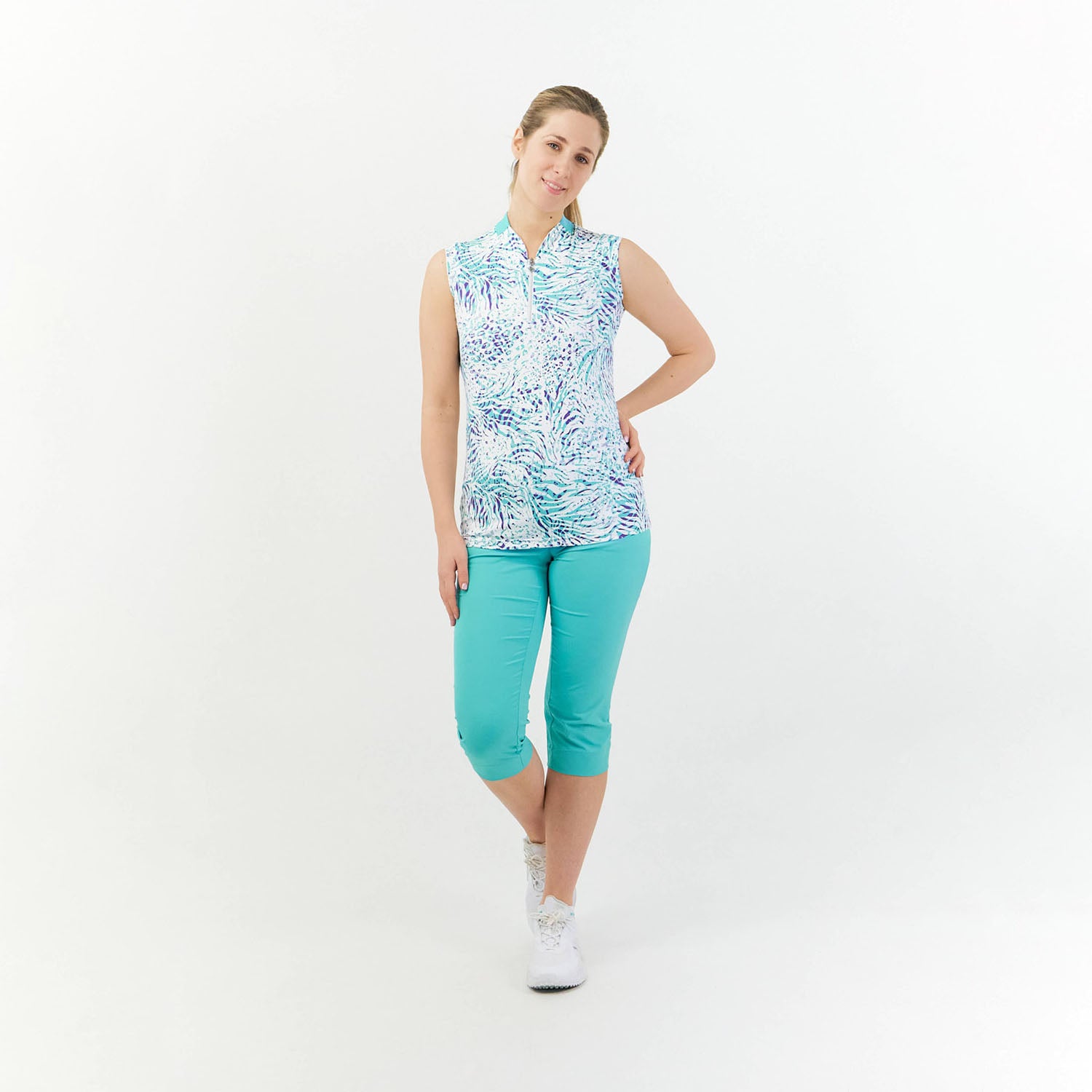 Pure Fierce Fusion Sleeveless Polo with Sweetheart Collar