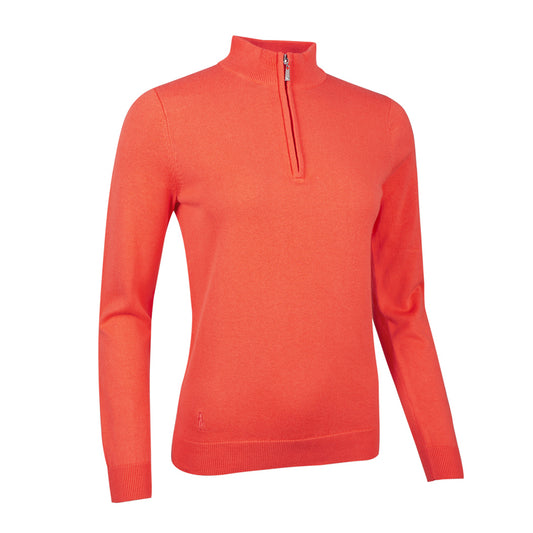 Glenmuir Ladies 100% Cotton Half-Zip Sweater in Apricot