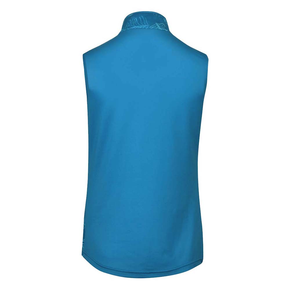 Pure Golf Ladies Rich Blue & Feather Print Sleeveless Polo