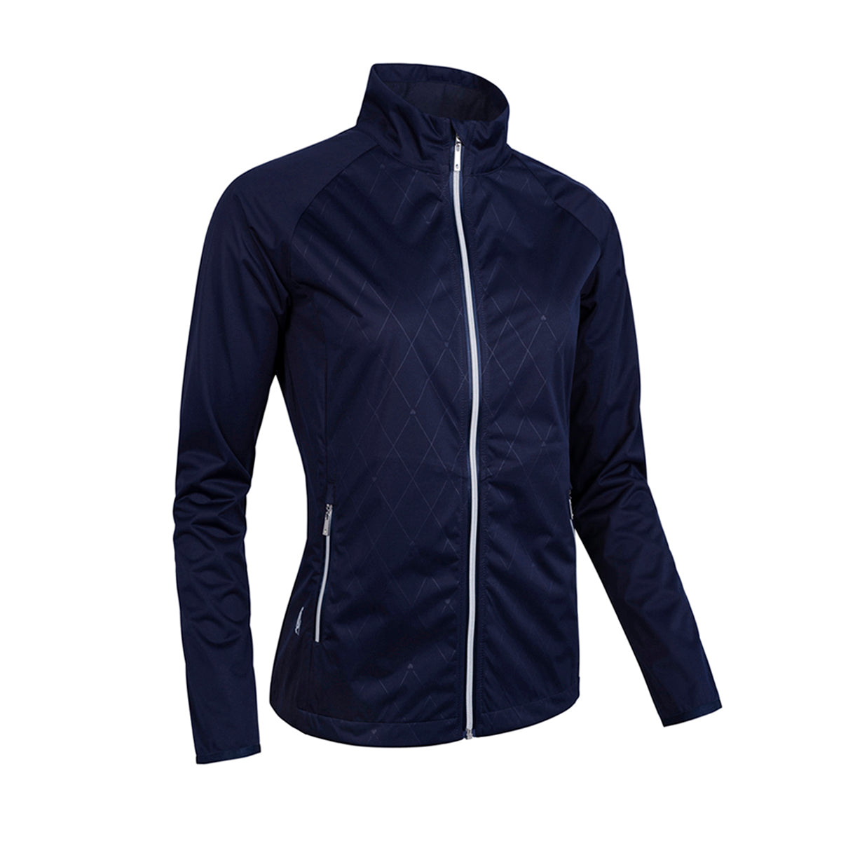 Glenmuir Ladies Lightweight Navy Showerproof Jacket with Subtle Diamond Print