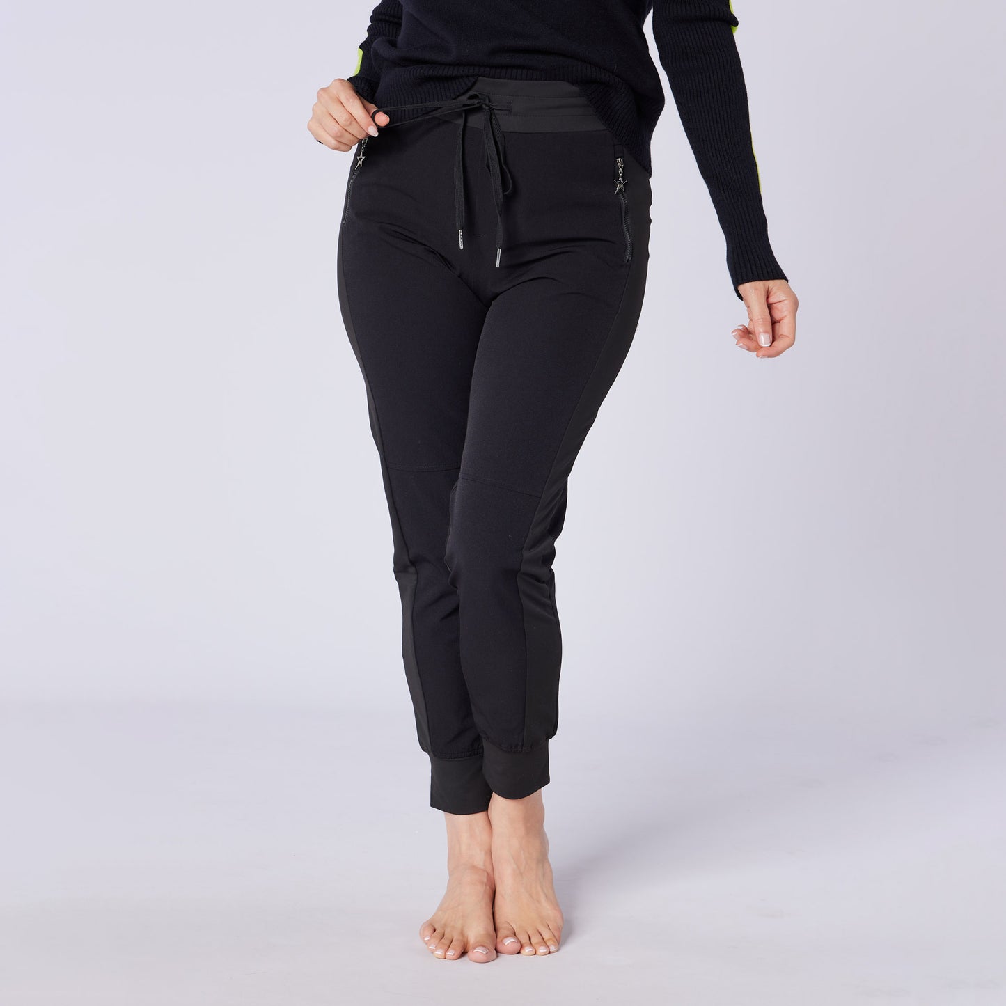 Swing Out Sister Ladies Wind Resistant Pull-On Stretch Jogger in Black
