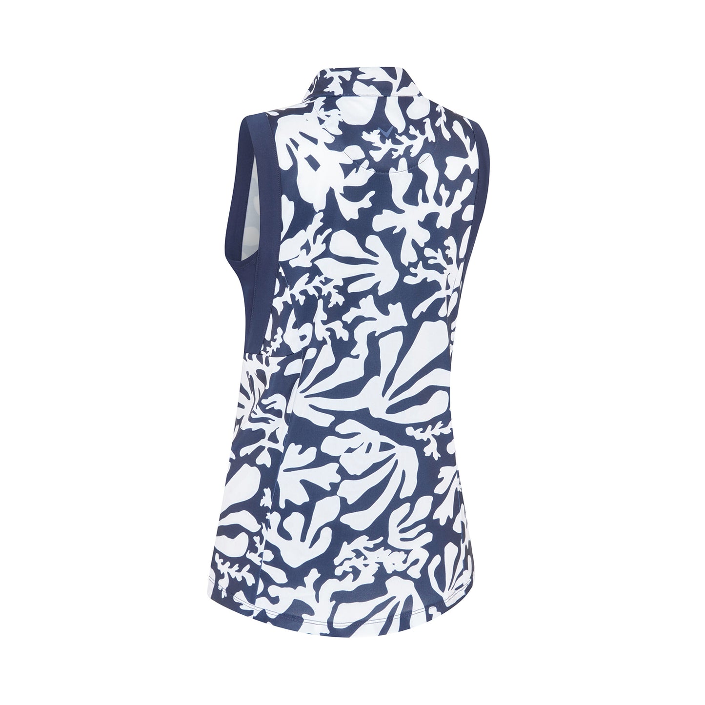 Callaway Womens Navy Abstract Floral Print Sleeveless Golf Polo 