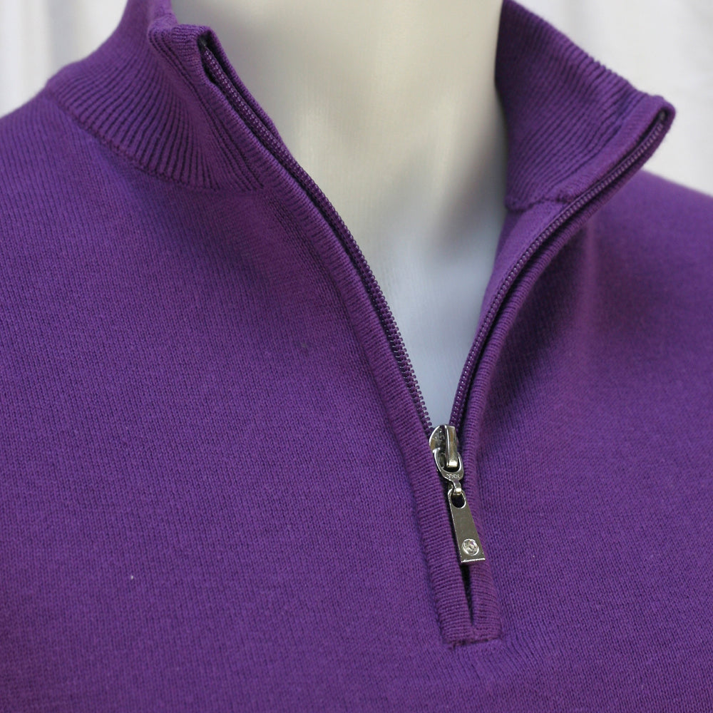 Glenmuir Ladies 100% Cotton Half-Zip Sweater in Royal Purple