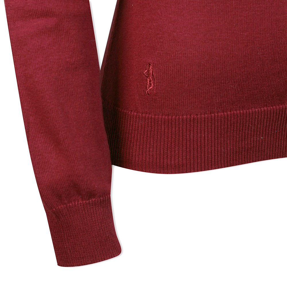 Glenmuir Ladies 100% Cotton V-Neck Sweater in Bordeaux