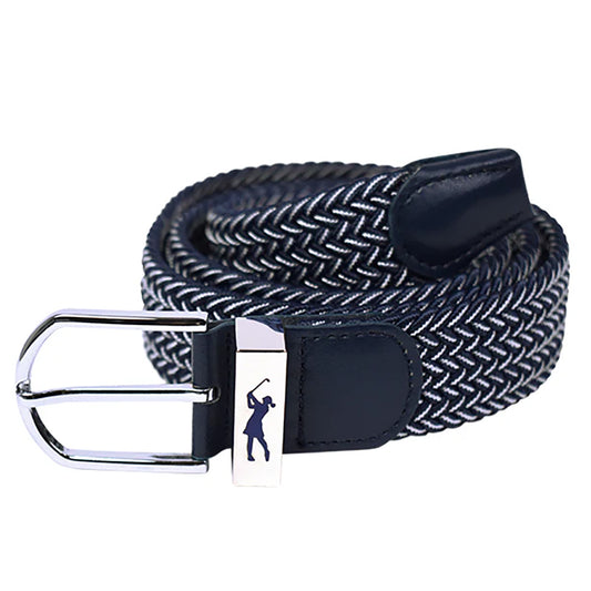 Surprizeshop Ladies Elasticated Braided Stretch Golf Belt in Navy & White