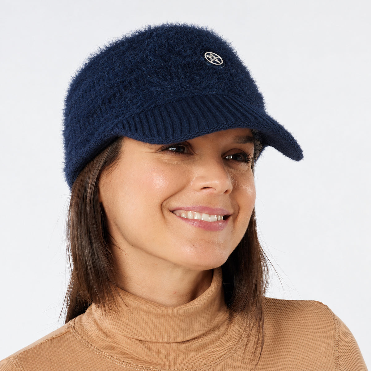 Swing Out Sister Double Layered Ribbed Headband with Soft Fuzzy Fabric In Navy