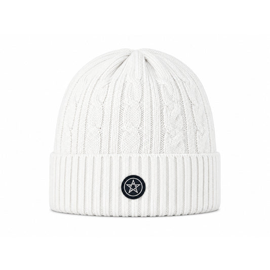 Swing Out Sister Ladies Fleece Lined Cable Knit Beanie Hat in White