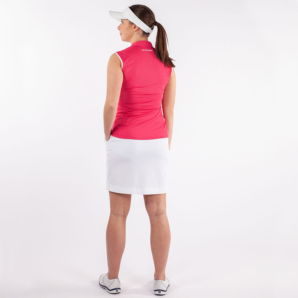 Galvin Green Ladies VENTIL8 PLUS Sleeveless Polo in Deep Pink & White