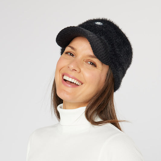 Swing Out Sister Ladies Faux Fur Visor in Black
