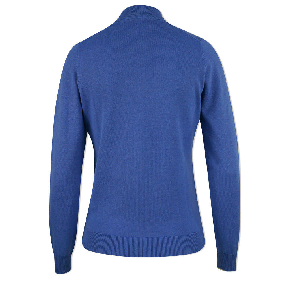 Glenmuir Ladies 100% Cotton Half-Zip Sweater in Sea Blue