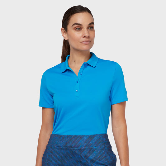 Callaway Ladies Short Sleeve Swing Tech Polo with Opti-Dri in Blue Sea Star