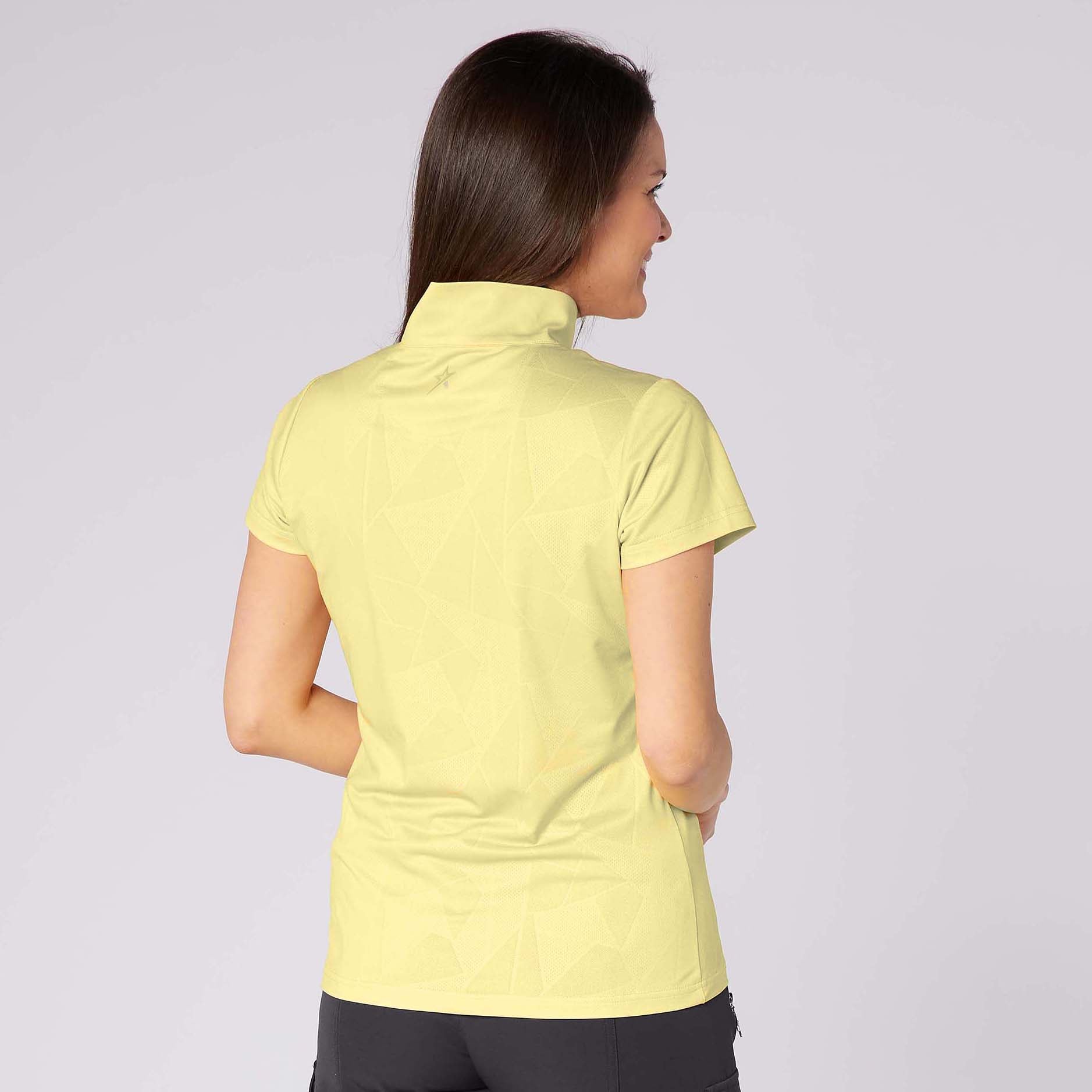Swing Out Sister Embossed Ladies Polo with Zip Neck – A Stylish Staple for Every Season