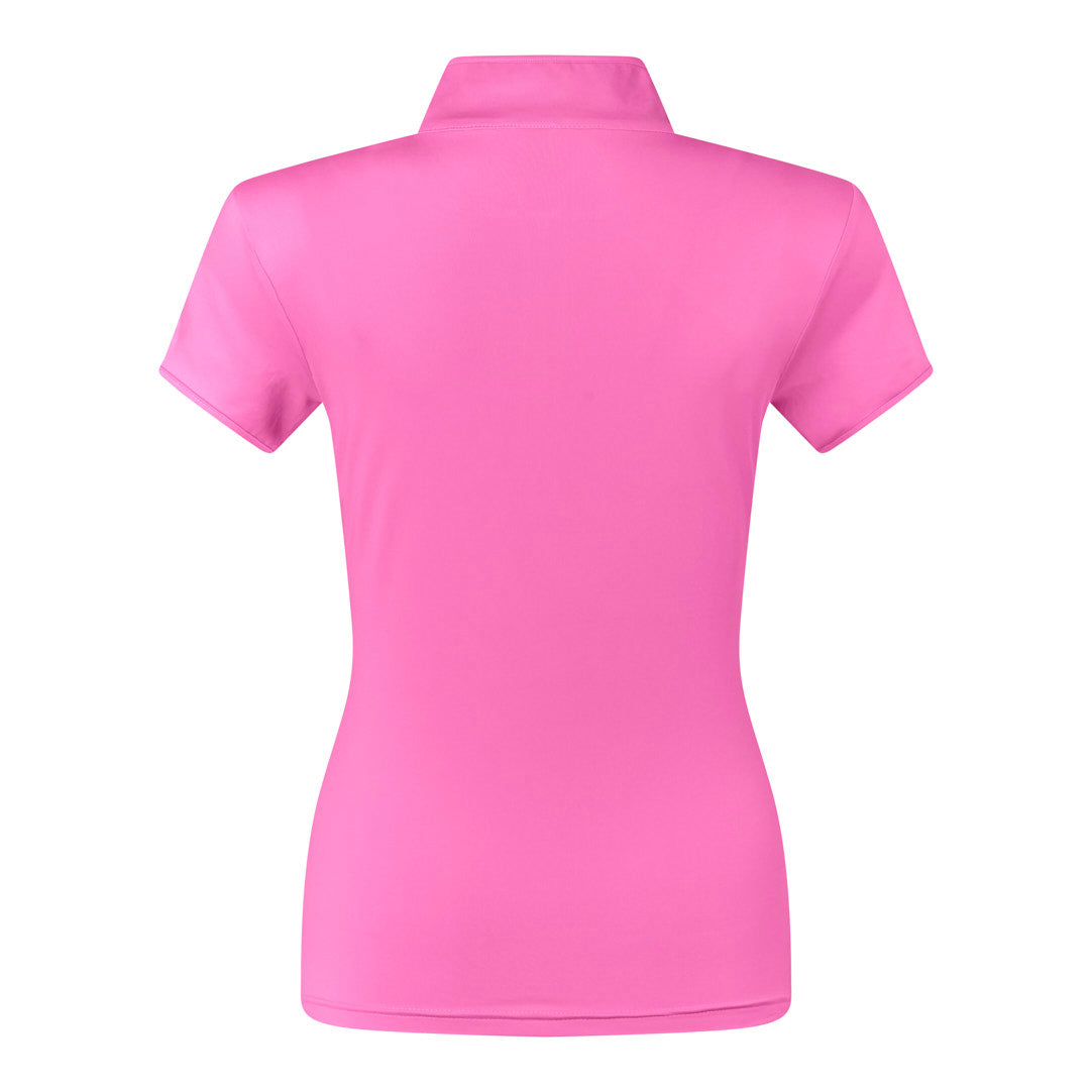 Pure Ladies Cap Sleeve Polo Shirt With Shoulder Vent Detail in Azalea Pink