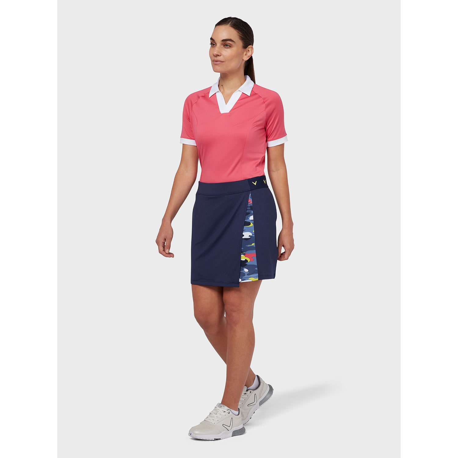 Callaway Ladies Short Sleeve Colour Block Polo Shirt in Fruit Dove