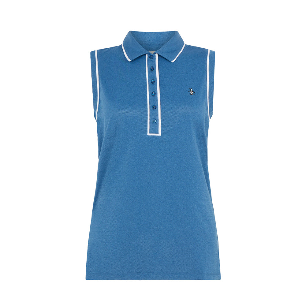 Original Penguin Ladies Piped Sleeveless Polo in Blueberry Pancake