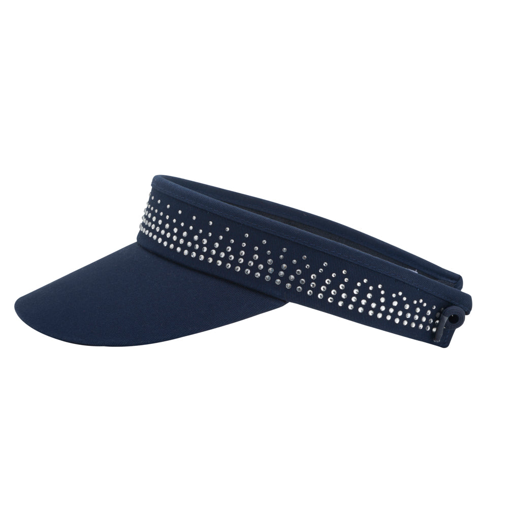 Surprizeshop Crystal Embellished Golf Visor with Adjustable Fit in Navy