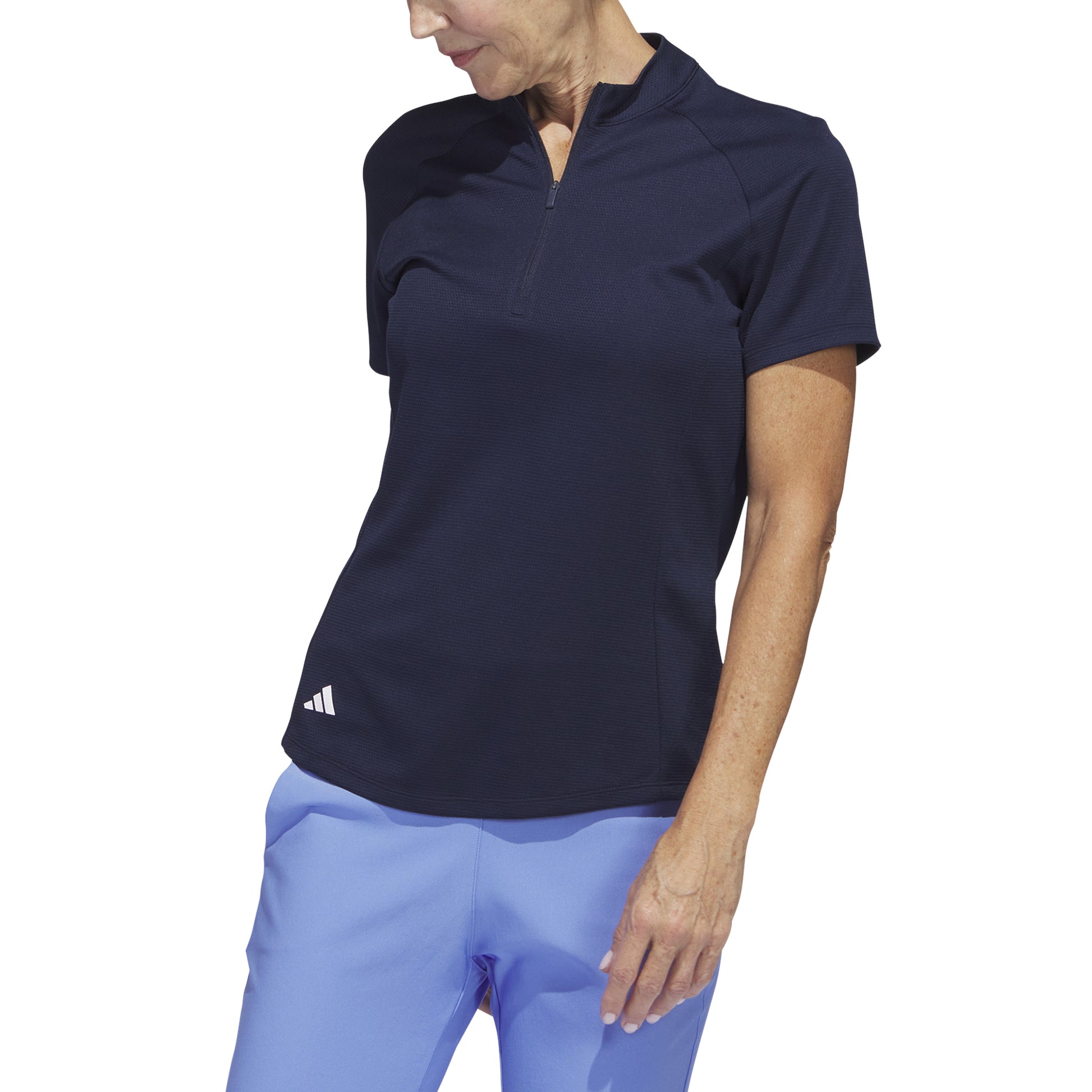 adidas Ladies Textured Short Sleeve Golf Polo in Collegiate Navy - Medium Only Left