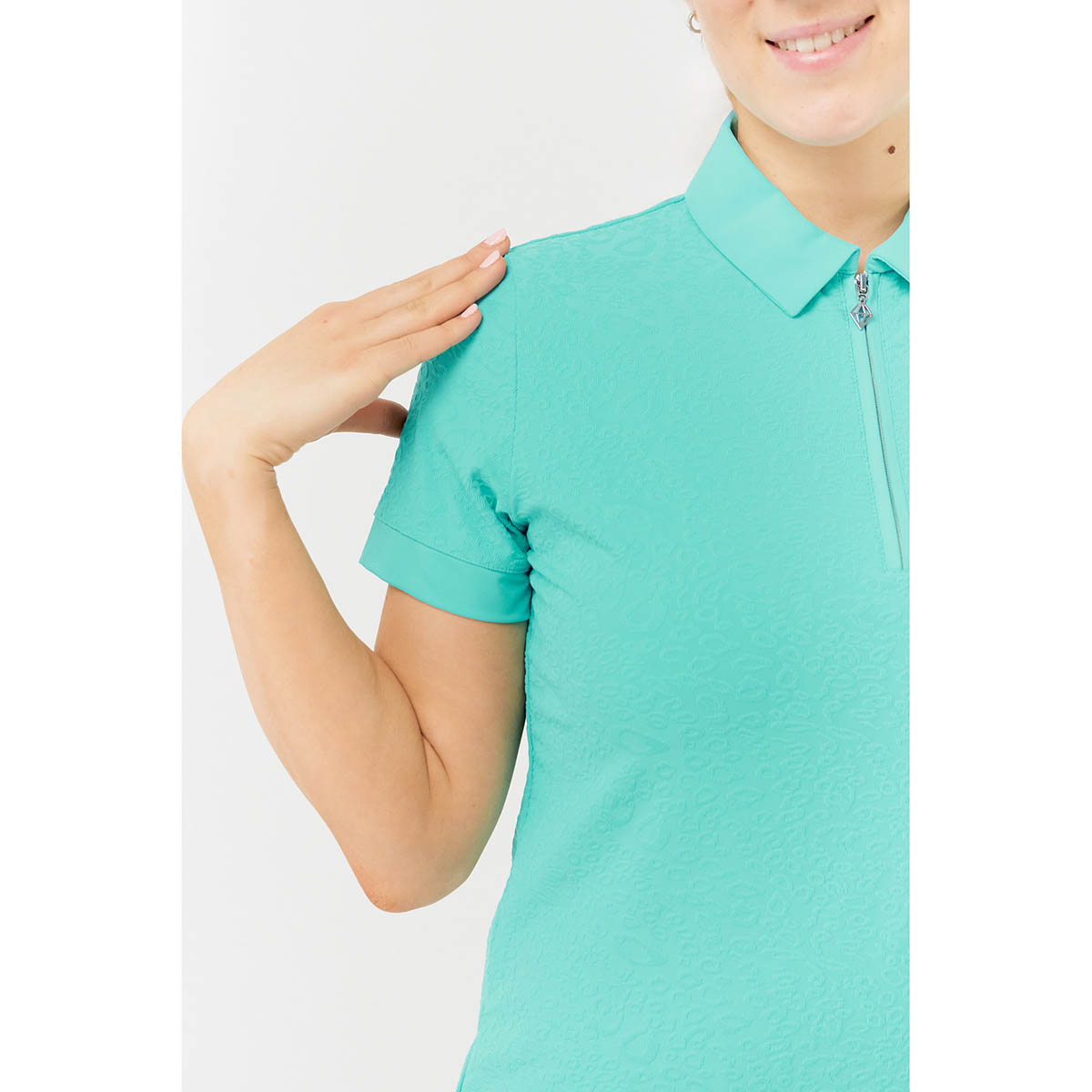 Pure Ladies Subtle Jacquard Print Short Sleeve Polo