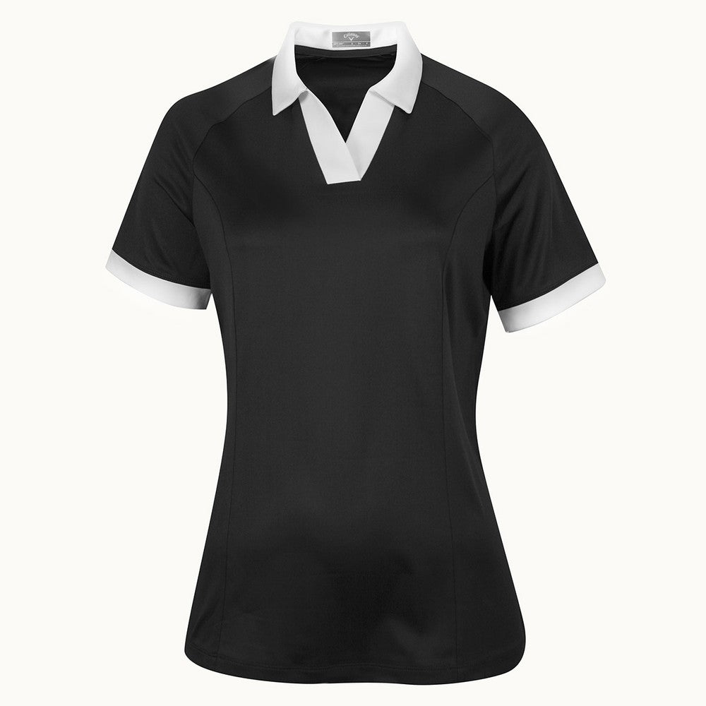 Callaway Ladies Short Sleeve Colour Block Golf Polo Shirt in Caviar Black