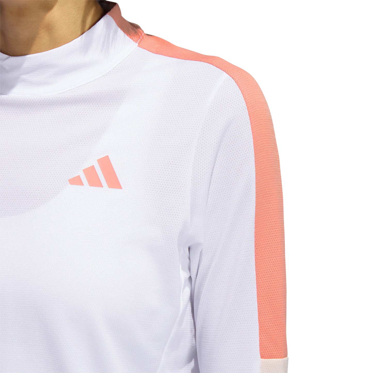 adidas Ladies Long Sleeve Colourblock Top with Mock Neck in White