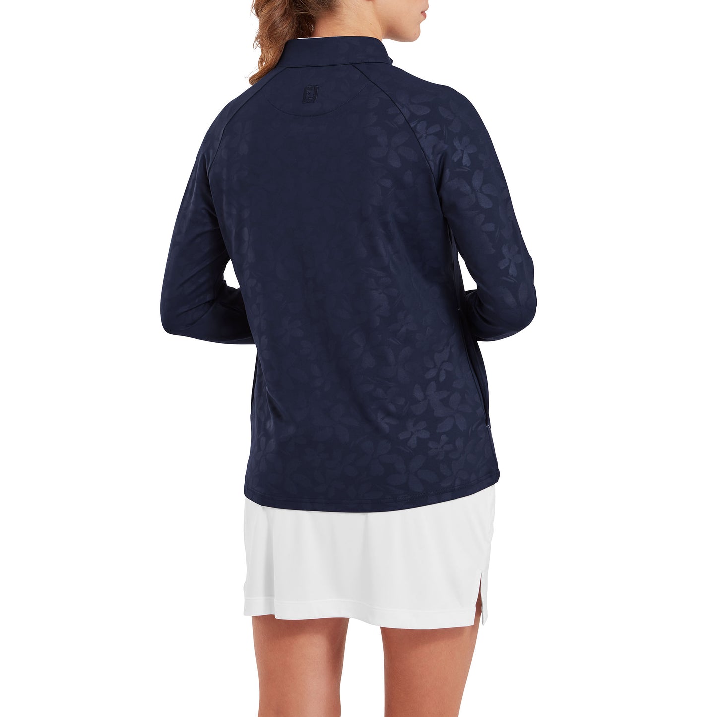 FootJoy Ladies Embossed Floral Print Full-Zip Mid-Layer in Navy