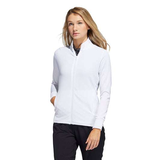 adidas Ladies Lightweight Textured Jersey Jacket in White