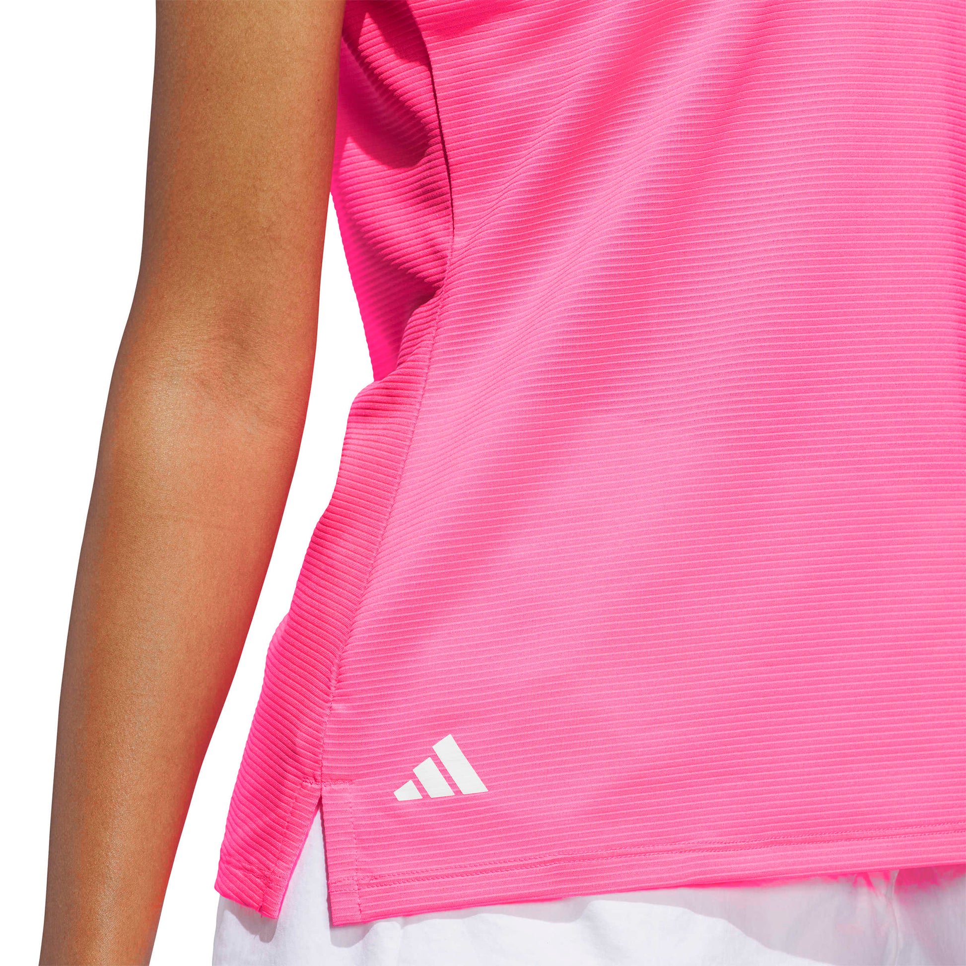 adidas Golf Ladies Vibrant Sleeveless Polo with a Fun Subtle Stripe to Brighten Up The Fairway