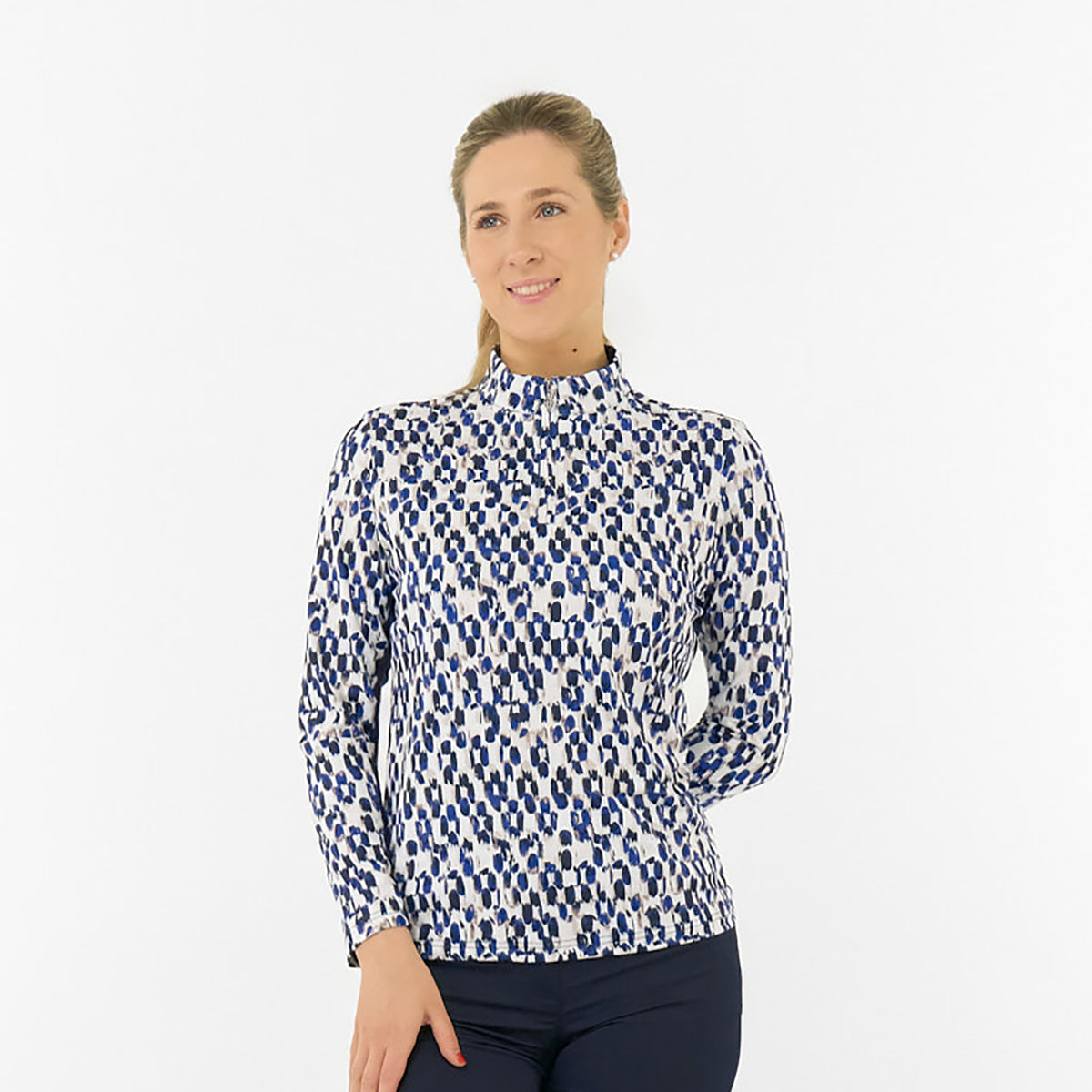 Pure Ladies Long Sleeve Golf Top with Mesh Panels for Breathable Comfort & Sleek Style