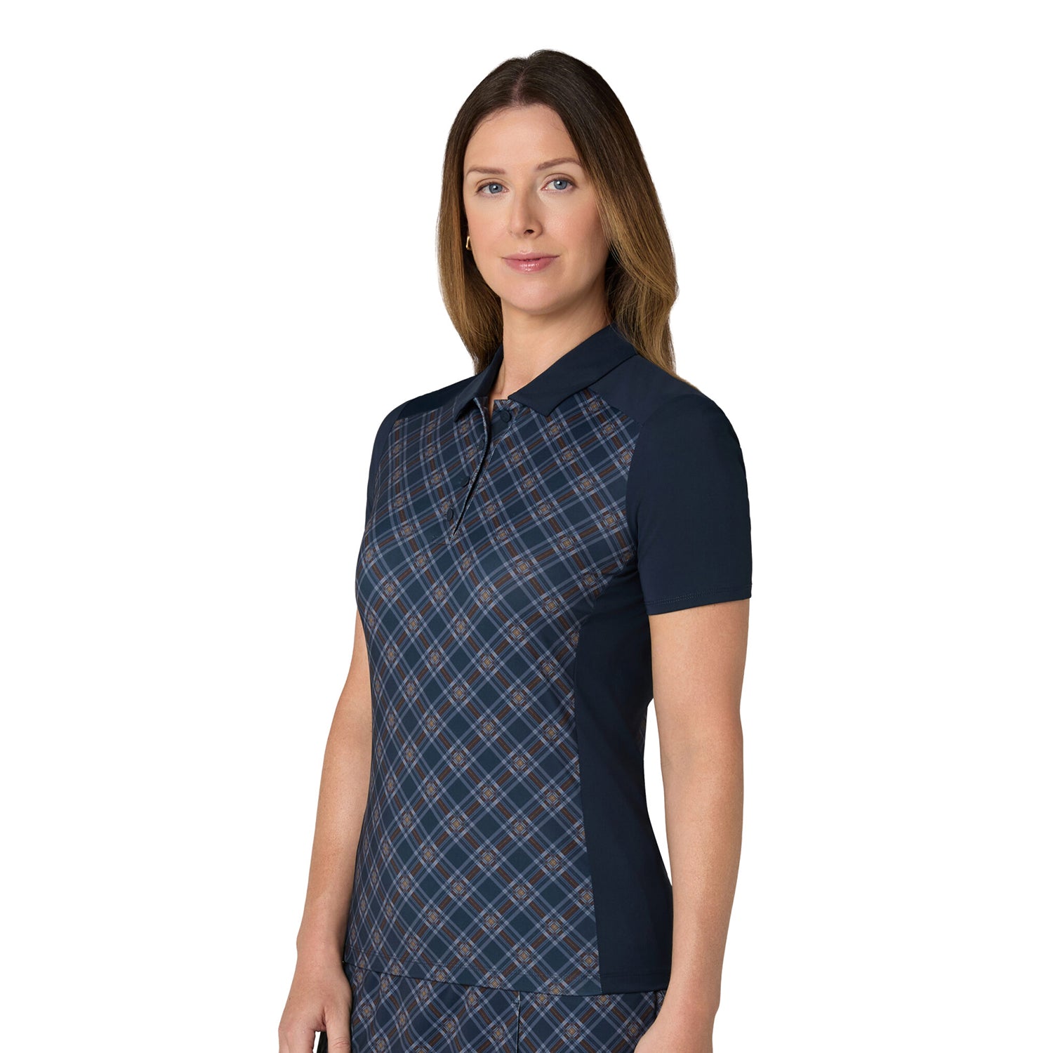 Original Penguin Ladies Short Sleeve Plaid Golf Polo