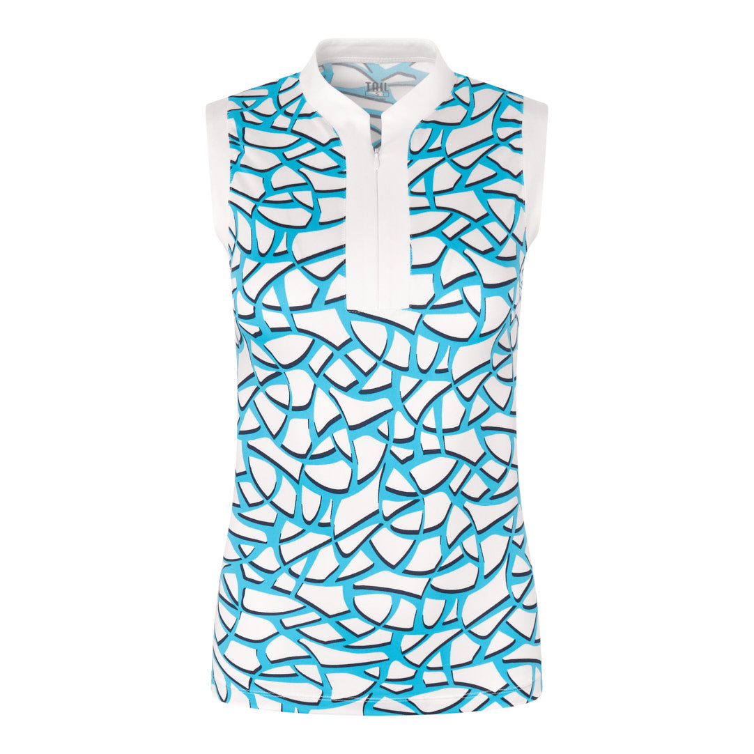 Tail Ladies Sleeveless Polo in Mosaic Print