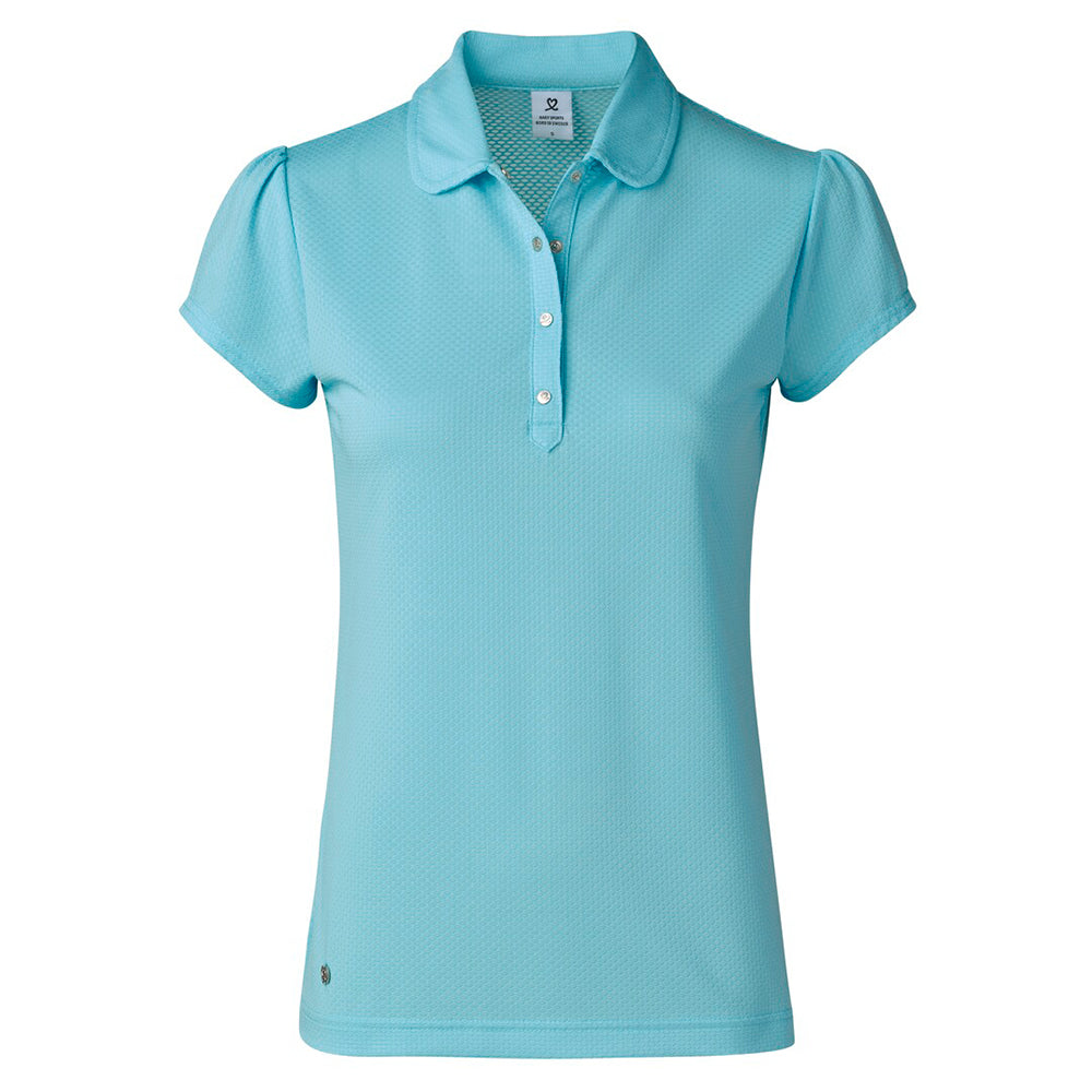 Daily Sports Ladies Sheer Cap Sleeve Polo in Azul