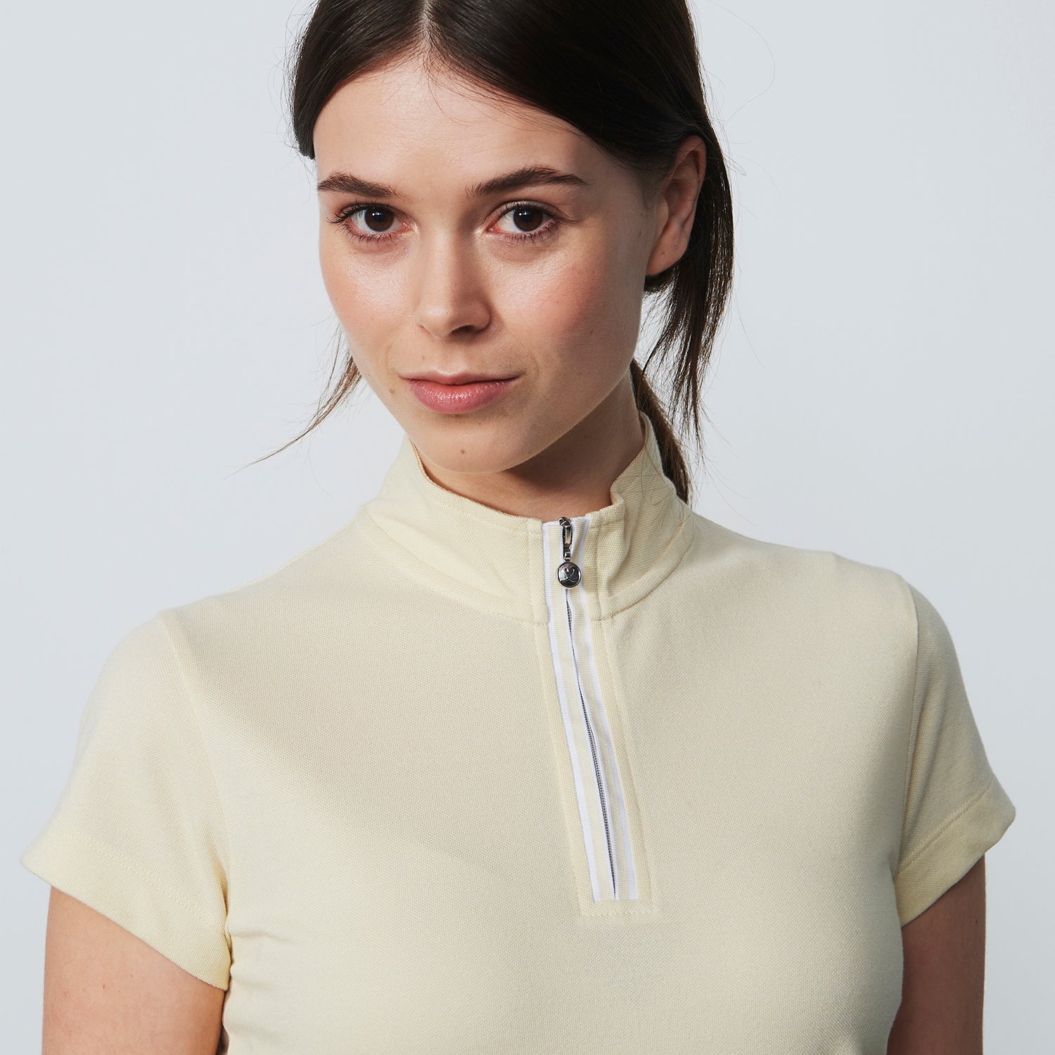 Daily Sport Ladies Zip-Neck Cap Sleeve Polo in Macaron