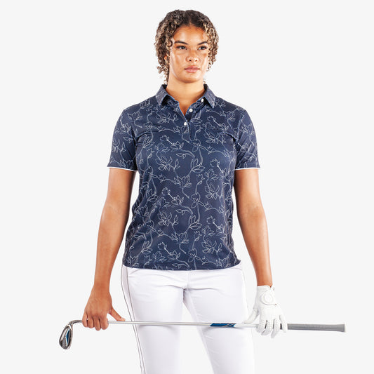 Galvin Green Ladies VENTIL8 PLUS Short Sleeve Polo with Floral Print in Navy