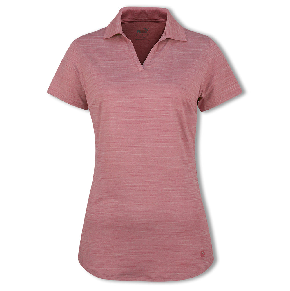Puma Ladies Cloudspun Short Sleeve Polo with Drycell in Rose Wine Marl