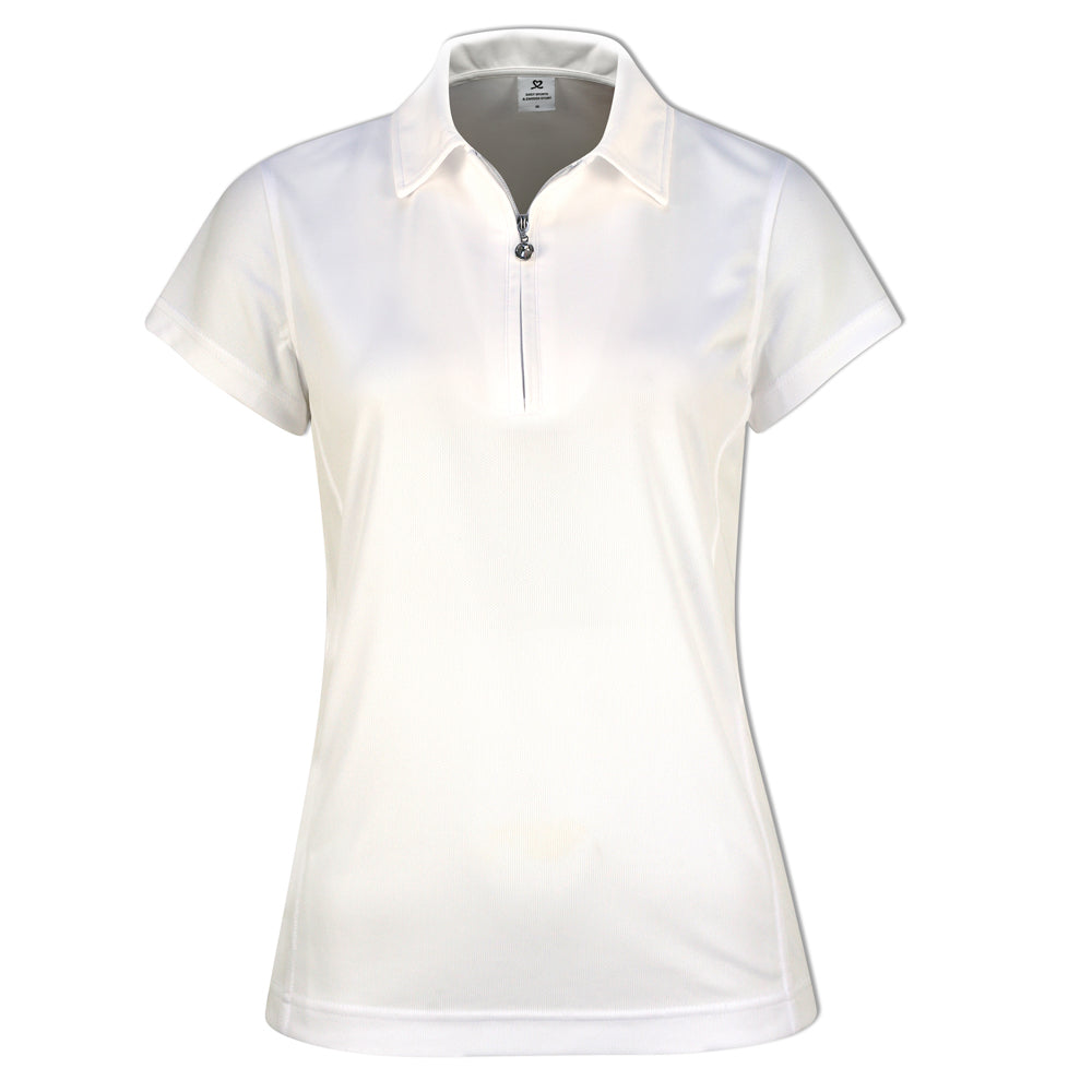 Daily Sports Ladies Cap Sleeve Polo with Zip-Neck in White