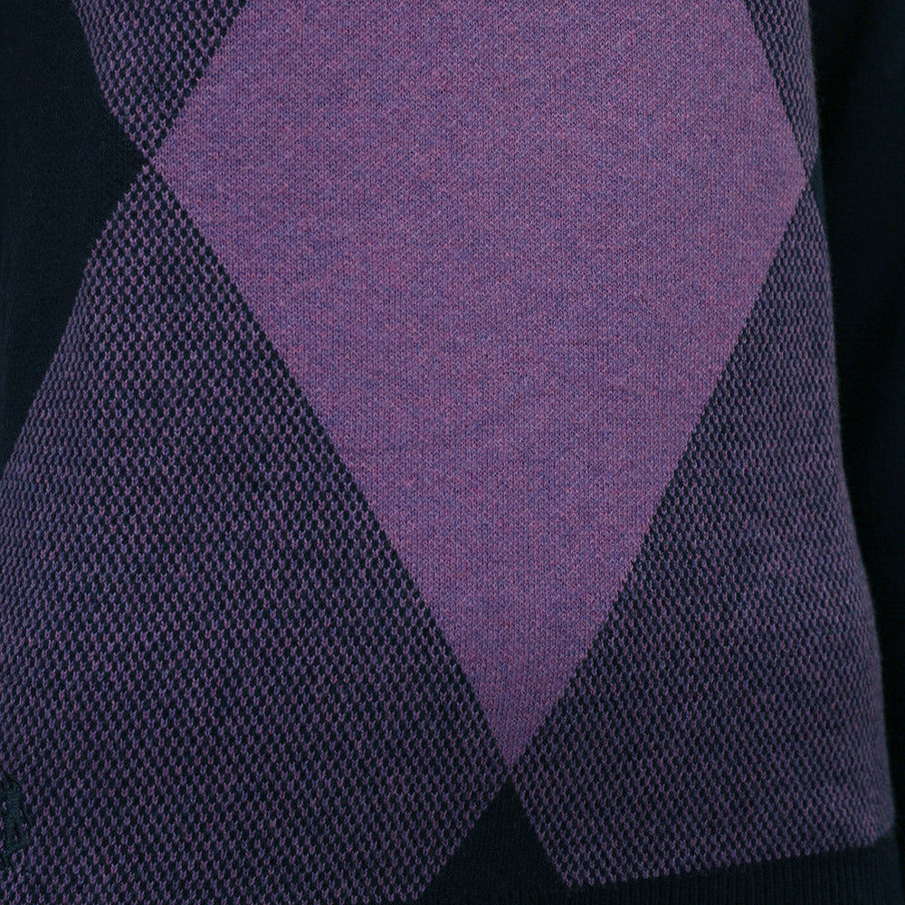 Diamond Argyle Zip-Neck Sweater with Cashmere in Navy & Amethyst Marl