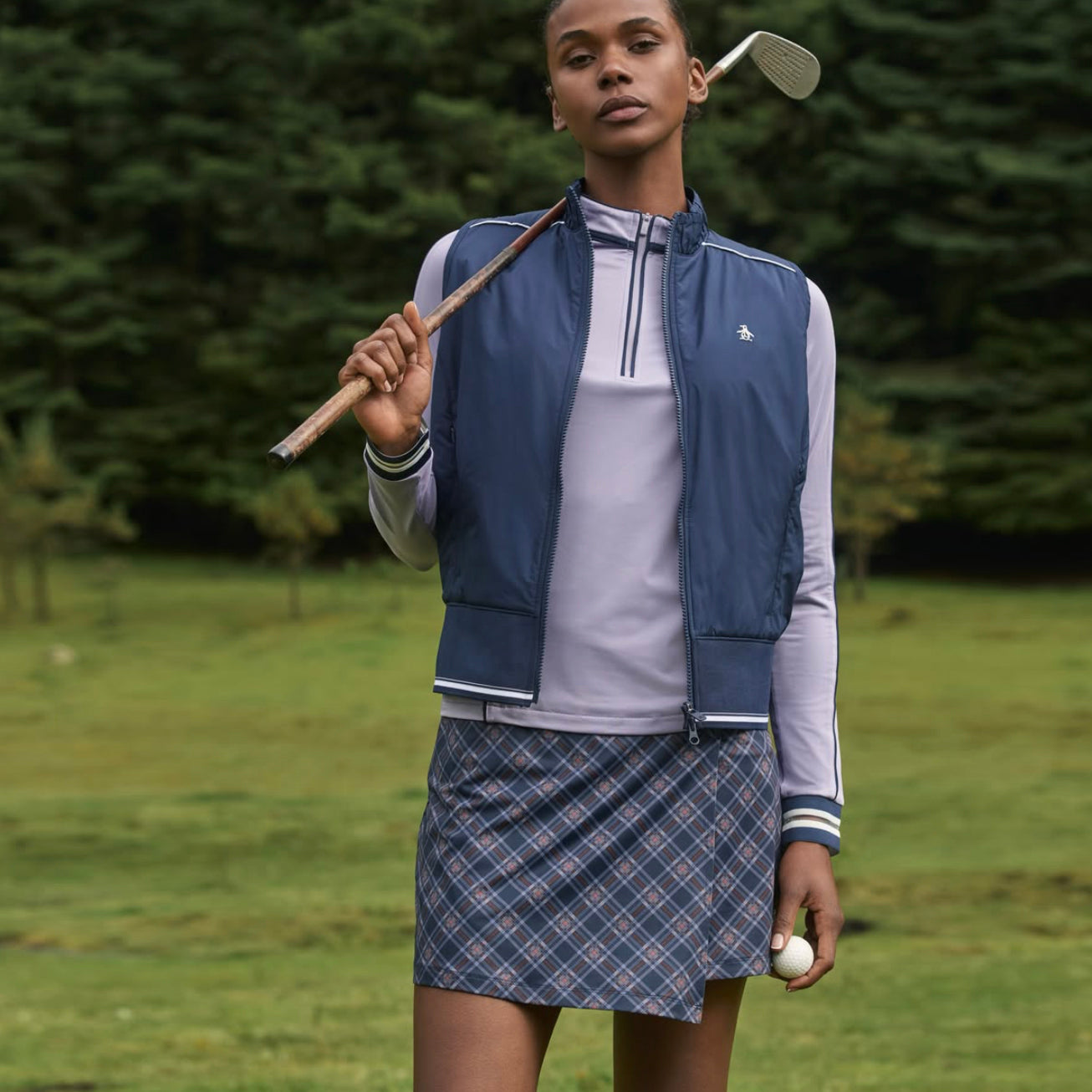 Original Penguin Ladies Plaid Wrap Golf Skort 
